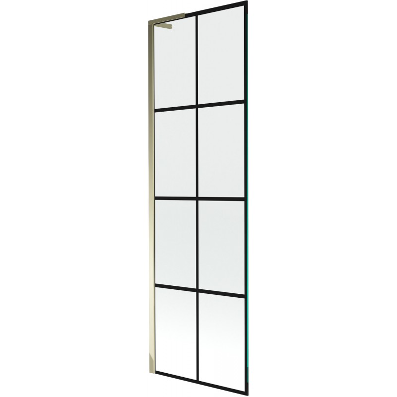 Mexen Next L Badewannen-Faltwand 1-flügelig 60 x 150 cm, schwarzes Gitter, Gold - 895-060-000-03-77-50