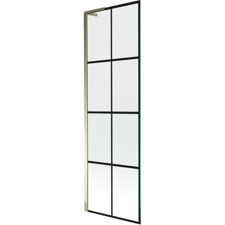 Mexen Next L Badewannen-Faltwand 1-flügelig 60 x 150 cm, schwarzes Gitter, Gold - 895-060-000-03-77-50