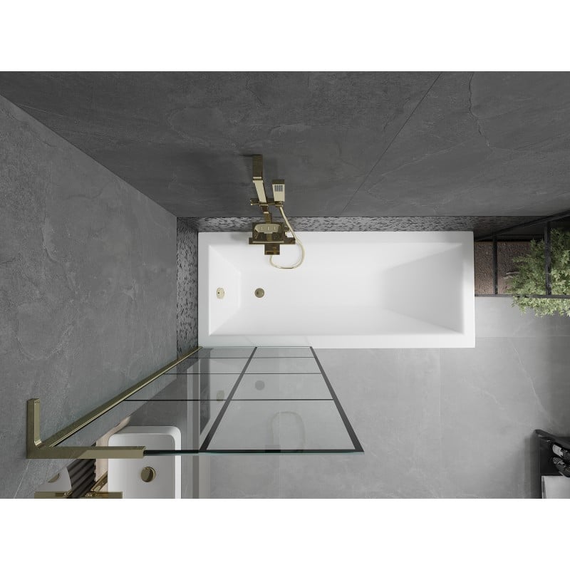 Mexen Next L Badewannenwand 1-teilig 70 x 150 cm, schwarzes Gitter, gold - 895-070-000-03-77-50