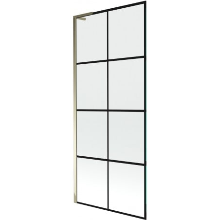 Mexen Next L Badewannenfaltwand 1-flügelig 80 x 150 cm, schwarzes Gitter, gold - 895-080-000-03-77-50