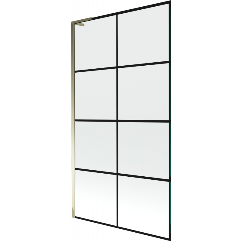Mexen Next L Badewannenfaltwand 1-flügelig 100 x 150 cm, schwarzes Gitter, gold - 895-100-000-03-77-50