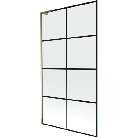 Mexen Next L Badewannenfaltwand 1-flügelig 100 x 150 cm, schwarzes Gitter, gold - 895-100-000-03-77-50