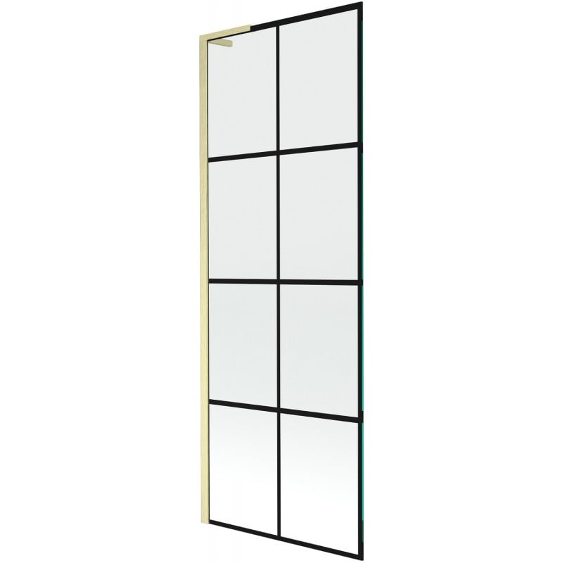 Mexen Next L Duschwand 1-flügelig 70 x 150 cm, schwarzes Gitter, gold gebürstet - 895-070-000-03-77-55