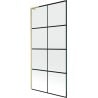 Mexen Next L Wannenfaltwand 1-flügelig 90 x 150 cm, schwarzes Gitter, gebürstetes Gold - 895-090-000-03-77-55