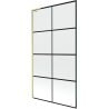 Mexen Next L Badewannenfaltwand 1-flügelig 100 x 150 cm, schwarzes Gitter, gebürstetes Gold - 895-100-000-03-77-55