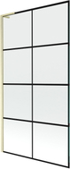 Mexen Next L Badewannenfaltwand 1-flügelig 100 x 150 cm, schwarzes Gitter, gebürstetes Gold - 895-100-000-03-77-55