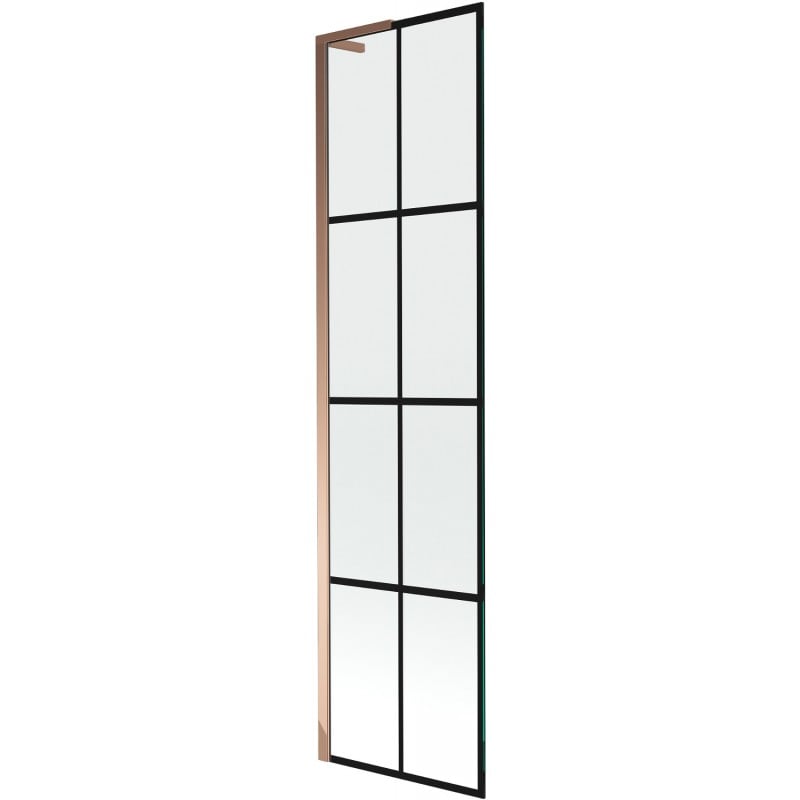 Mexen Next L Badefaltwand 1-flügelig 50 x 150 cm, schwarzes Gitter, Roségold - 895-050-000-03-77-60