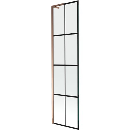 Mexen Next L Badefaltwand 1-flügelig 50 x 150 cm, schwarzes Gitter, Roségold - 895-050-000-03-77-60