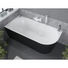 Mexen Mia freistehende Eckbadewanne links 150 x 75 cm, weiß/schwarz, Überlauf weiß - 52691507575L-20