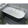 Mexen Mia Freistehende Eckbadewanne links 150 x 75 cm, weiß/schwarz, Überlauf gold - 52691507575L-50