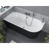 Mexen Mia Freistehende Eckbadewanne linksseitig 150 x 75 cm, weiß/schwarz, Überlauf gun gray gebürstet - 52691507575L-66