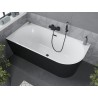 Mexen Mia freistehende Eckbadewanne links 150 x 75 cm, weiß/schwarz, Überlauf schwarz - 52691507575L-70