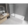 Mexen Vega Rechteckige Badewanne 150 x 70 cm mit Verkleidung und 1-flügeliger Duschabtrennung 70 cm, schwarzes Muster