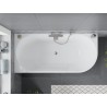 Mexen Mia freistehende Eckbadewanne links 150 x 75 cm, weiß/schwarz, Überlauf gebürsteter Nickel - 52691507575L-97