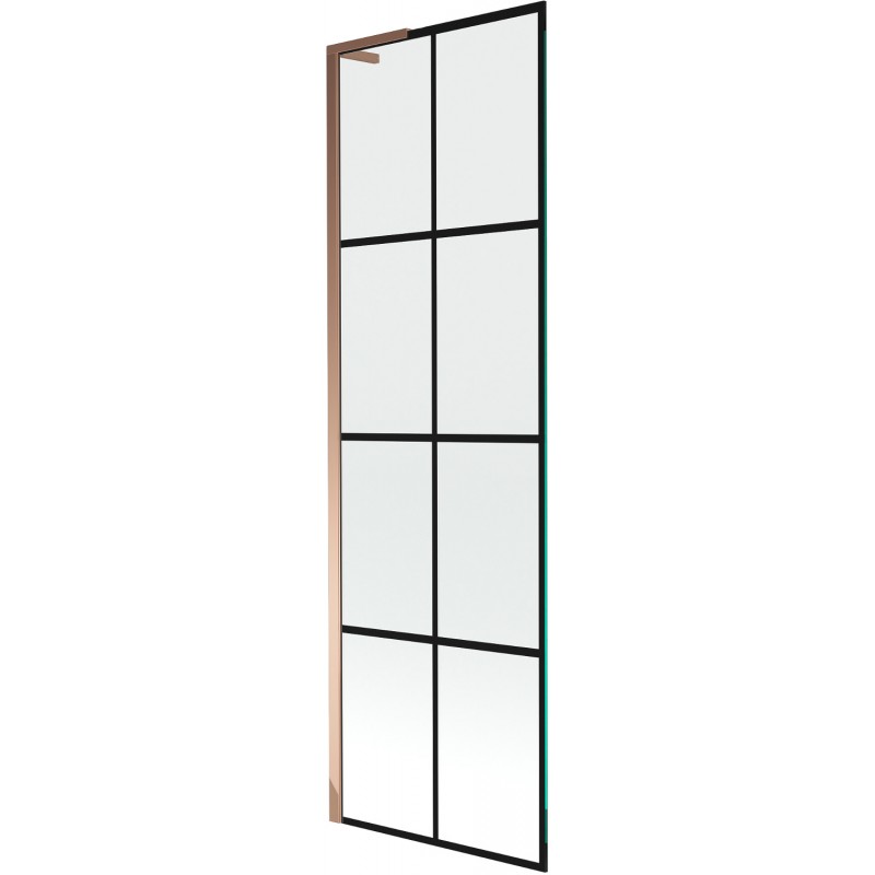 Mexen Next L Badewannenabtrennung 1-flügelig 60 x 150 cm, schwarzes Gitter, Roségold - 895-060-000-03-77-60