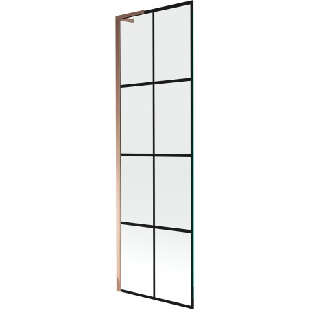 Mexen Next L Badewannenabtrennung 1-flügelig 60 x 150 cm, schwarzes Gitter, Roségold - 895-060-000-03-77-60