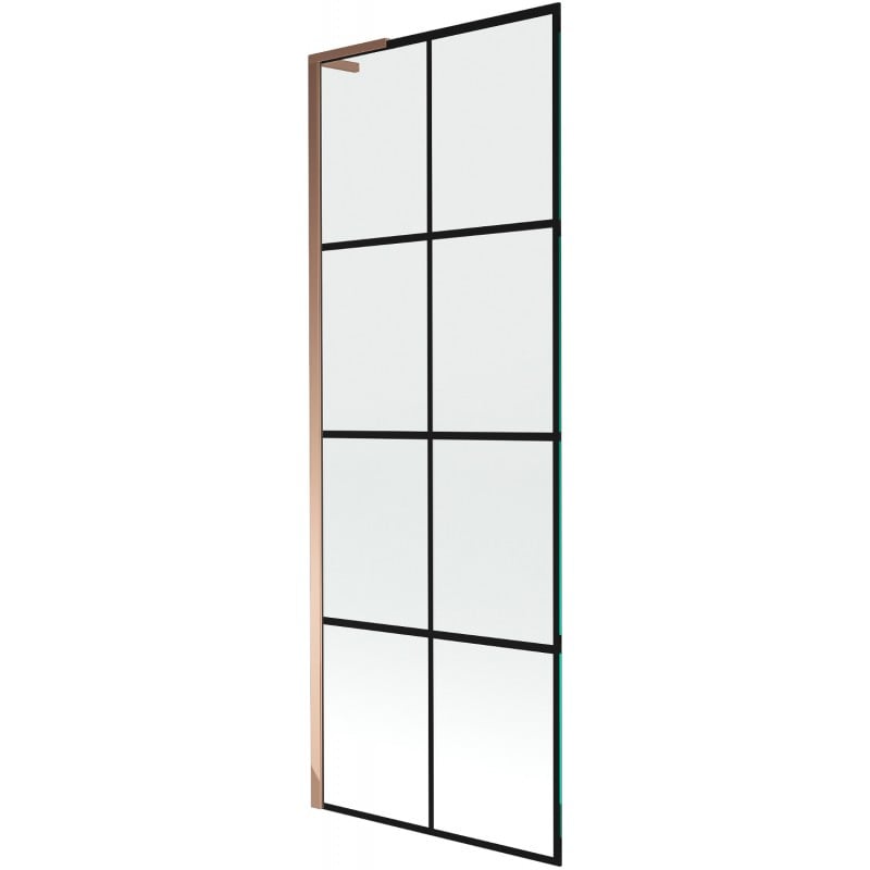 Mexen Next L Duschwand 1-flügelig 70 x 150 cm, schwarzes Gitter, Roségold - 895-070-000-03-77-60
