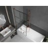 Mexen Next L Badewannenfaltwand 1-teilig 80 x 150 cm, schwarzes Gitter, Roségold - 895-080-000-03-77-60