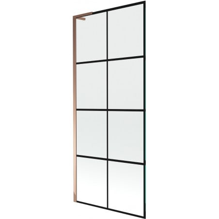 Mexen Next L Badewannenfaltwand 1-teilig 80 x 150 cm, schwarzes Gitter, Roségold - 895-080-000-03-77-60