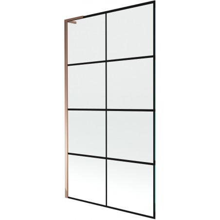 Mexen Next L Badewannen Paravent 1-flügelig 100 x 150 cm, schwarzes Gitter, Roségold - 895-100-000-03-77-60