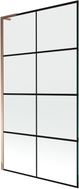 Mexen Next L Badewannen Paravent 1-flügelig 100 x 150 cm, schwarzes Gitter, Roségold - 895-100-000-03-77-60