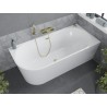 Mexen Mia freistehende Eckbadewanne rechts 150 x 75 cm, weiß, Überlauf gold gebürstet - 52691507500P-55