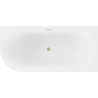 Mexen Mia freistehende Eckbadewanne rechts 150 x 75 cm, weiß, Überlauf gold gebürstet - 52691507500P-55