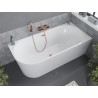 Mexen Mia freistehende Eckbadewanne rechts 150 x 75 cm, weiß, Überlauf gebürstetes Kupfer - 52691507500P-65