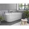 Mexen Mia freistehende Eckbadewanne rechts 150 x 75 cm, weiß, Überlauf gebürstetes Kupfer - 52691507500P-65