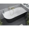 Mexen Mia Freistehende Eckbadewanne rechts 150 x 75 cm, weiß/schwarz, Überlauf gold - 52691507575P-50