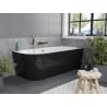 Mexen Mia freistehende Eckbadewanne rechts 150 x 75 cm, weiß/schwarz, Überlauf gebürstetes Kupfer - 52691507575P-65