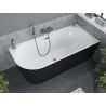 Mexen Mia freistehende Eckbadewanne rechts 150 x 75 cm, weiß/schwarz, Überlauf gun gray gebürstet - 52691507575P-66