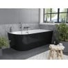 Mexen Mia freistehende Eckbadewanne rechts 150 x 75 cm, weiß/schwarz, Überlauf gun gray gebürstet - 52691507575P-66