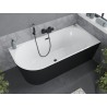 Mexen Mia freistehende Eckbadewanne rechts 150 x 75 cm, weiß/schwarz, Überlauf schwarz - 52691507575P-70