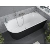 Mexen Mia freistehende Eckbadewanne rechts 150 x 75 cm, weiß/schwarz, Überlauf gebürstetes Nickel - 52691507575P-97