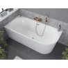 Mexen Mia freistehende Eckbadewanne links 160 x 75 cm, weiß, Überlauf gebürstetes Kupfer - 52691607500L-65