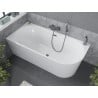 Mexen Mia freistehende Eckbadewanne links 160 x 75 cm, weiß, Überlauf Gun Metal - 52691607500L-95