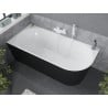 Mexen Mia freistehende Eckbadewanne links 160 x 75 cm, weiß/schwarz, Überlauf weiß - 52691607575L-20