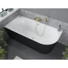 Mexen Mia freistehende Eckbadewanne links 160 x 75 cm, weiß/schwarz, Überlauf gold - 52691607575L-50