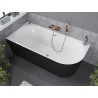 Mexen Mia freistehende Eckbadewanne links 160 x 75 cm, weiß/schwarz, Überlauf roségold - 52691607575L-60