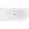 Mexen Mia freistehende Eckbadewanne links 160 x 75 cm, weiß/schwarz, Überlauf roségold - 52691607575L-60