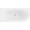 Mexen Mia freistehende Eckbadewanne links 160 x 75 cm, weiß/schwarz, Überlauf gebürstetes Kupfer - 52691607575L-65