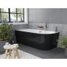 Mexen Mia freistehende Eckbadewanne links 160 x 75 cm, weiß/schwarz, Überlauf roségold - 52691607575L-60