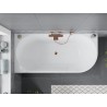 Mexen Mia freistehende Eckbadewanne links 160 x 75 cm, weiß/schwarz, Überlauf roségold - 52691607575L-60