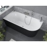 Mexen Mia freistehende Eckwanne links 160 x 75 cm, weiß/schwarz, Überlauf gebürsteter Nickel - 52691607575L-97