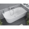 Mexen Mia freistehende Eckbadewanne rechts 160 x 75 cm, weiß, Überlauf chrom - 52691607500P-01
