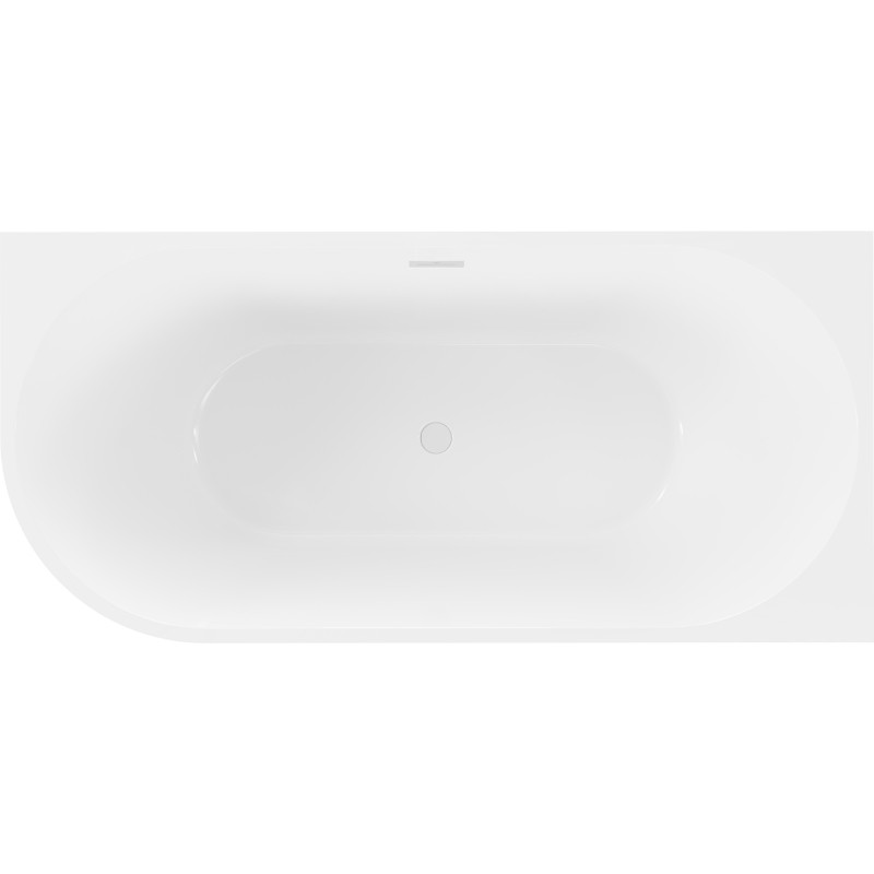 Mexen Mia freistehende Eckbadewanne rechts 160 x 75 cm, weiß, Überlauf weiß - 52691607500P-20
