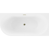 Mexen Mia freistehende Eckbadewanne rechts 160 x 75 cm, weiß, Überlauf gold - 52691607500P-50