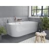 Mexen Mia freistehende Eckbadewanne rechts 160 x 75 cm, weiß, Überlauf gebürstetes Kupfer - 52691607500P-65