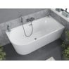 Mexen Mia freistehende Eckbadewanne rechts 160 x 75 cm, weiß, Überlauf gun metal - 52691607500P-95